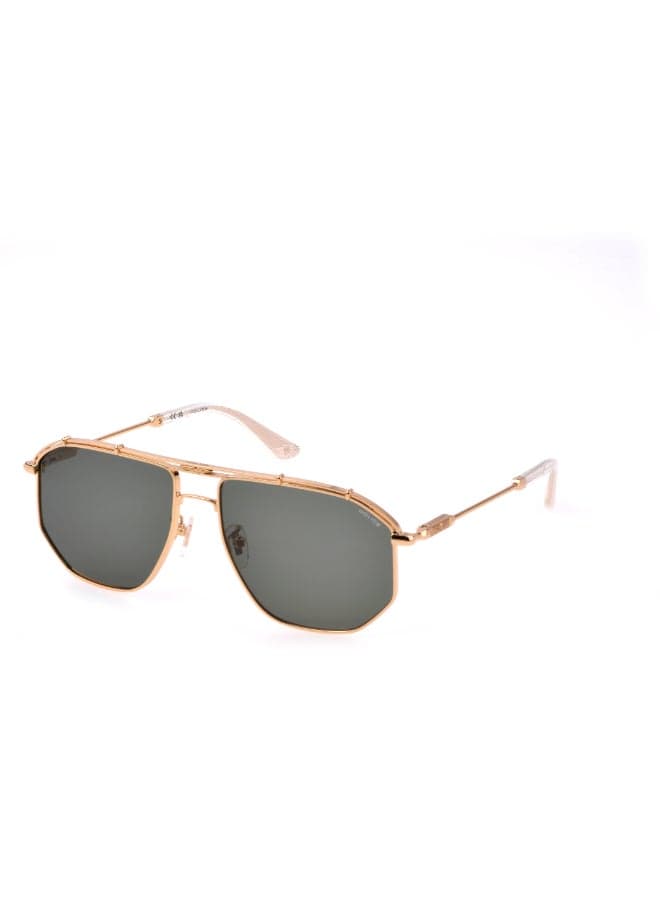 Police Geometric Full-Rim Sunglasses HORIZON 5 SPLL17 Silver and matt black Frame, smoke gradient Lenses