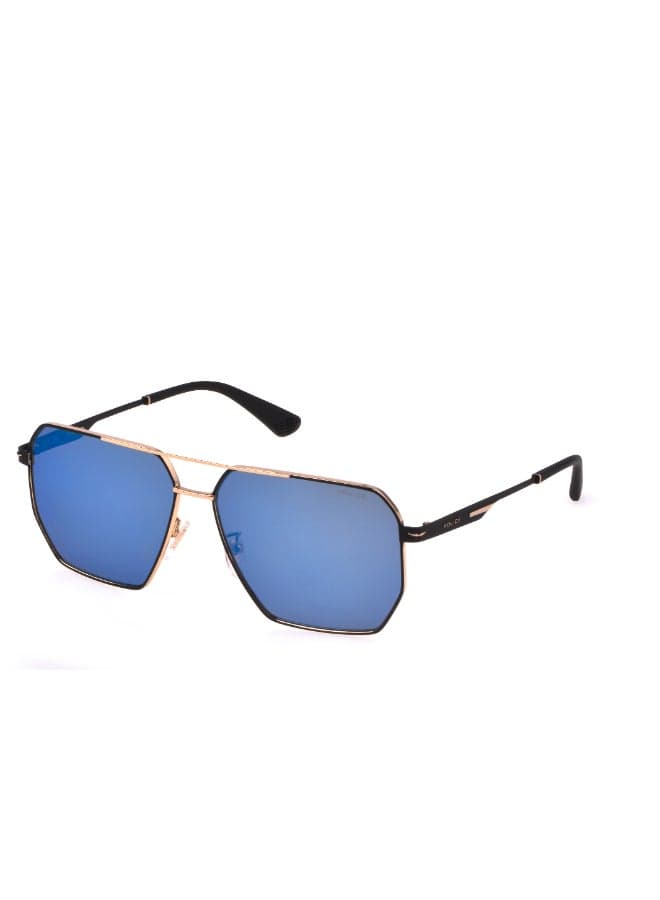 Police Geometric Full-Rim Sunglasses CHAMP LITE 2 SPLL79 Silver Frame, Polarized smoke Lenses