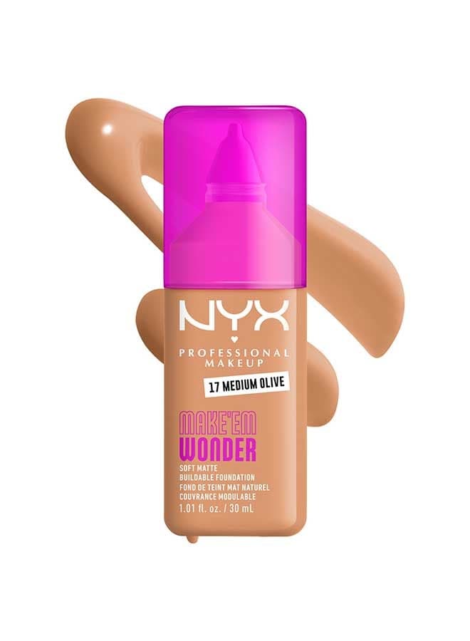Make 'EM Wonder, 24H Soft Matte Foundation, Undetectable Finish, Medium Olive