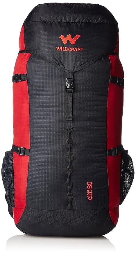 60L Nylon Rucksack – Water-Resistant Travel & Hiking Backpack with Adjustable Straps, Red