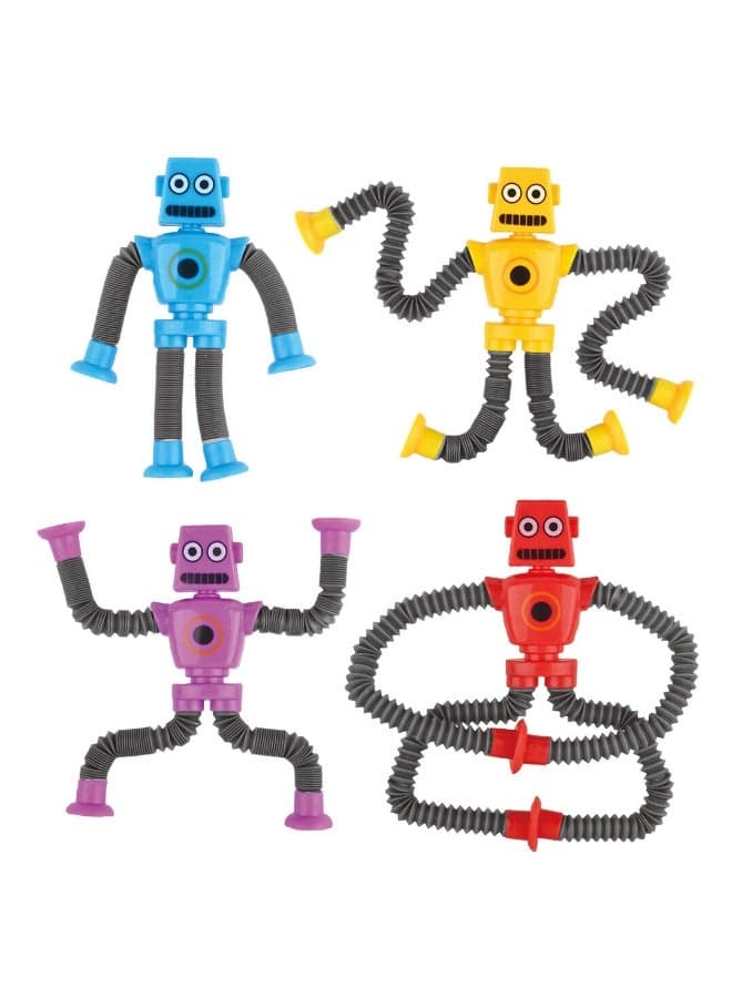 Power Joy Fidget Toy Pop Tubes Robot 4-Pieces, Assorted 1 Piece (Style & Color May Vary) | Develops Sensory Skills | Entertaining Toy | Pop-It Keychain | Squeeze Toy | Stress Relief Toys for Kids