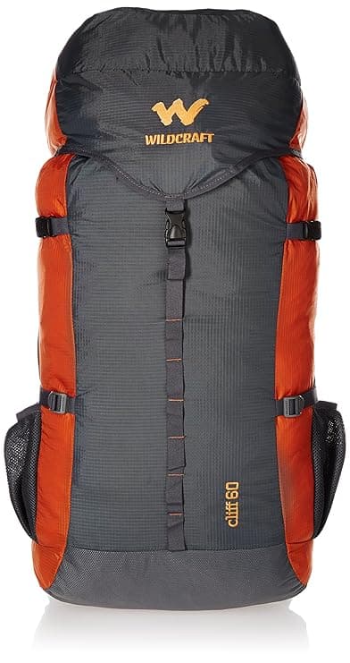 60L Nylon Rucksack – Water-Resistant Travel & Hiking Backpack with Adjustable Straps, Orange