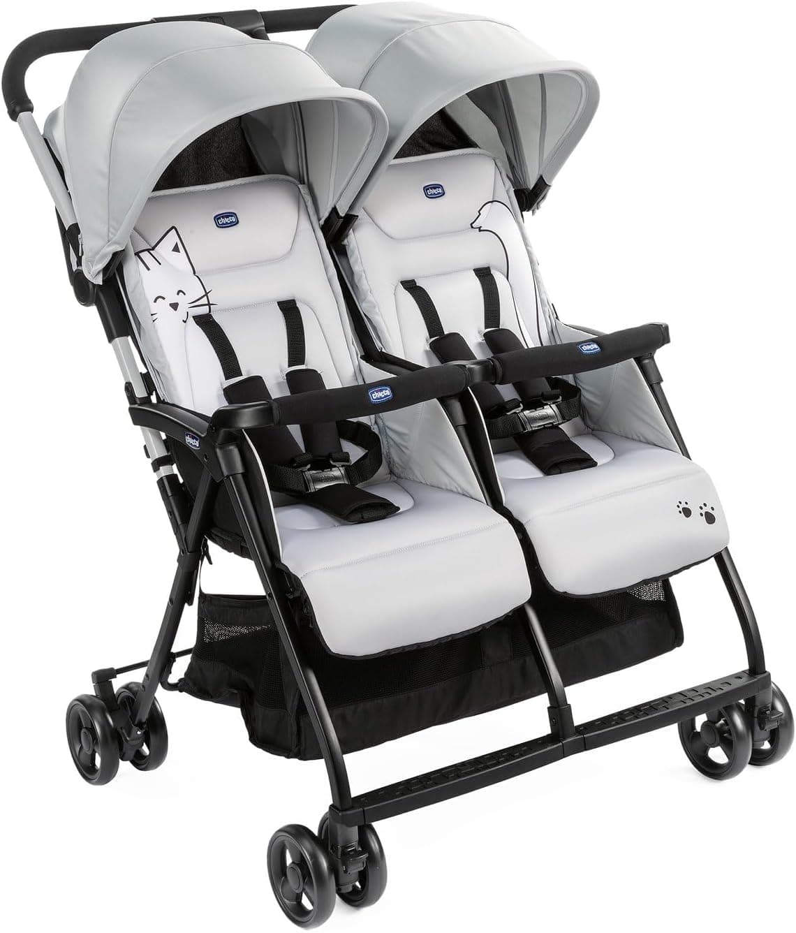Chicco Ohlalà Twin Stroller 0m-3y, Silver Cat