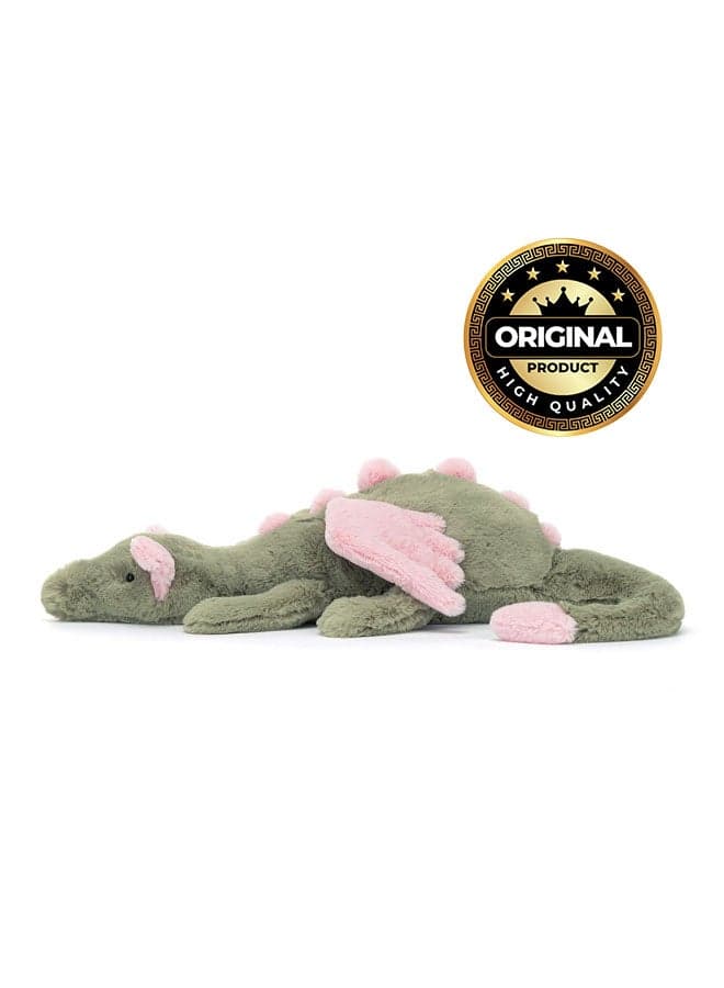 Malachy Dragon – Soft Green Plush Dragon with Pink Wings & Spines – Large 50cm Cuddle Toy for Kids, Nurseries & Collectors