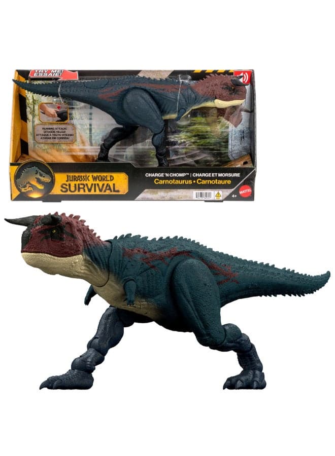 Dinosaur Action Figure, Running & Biting Carnotaurus with Roar Sounds, Charge N Chomp, Digital Play