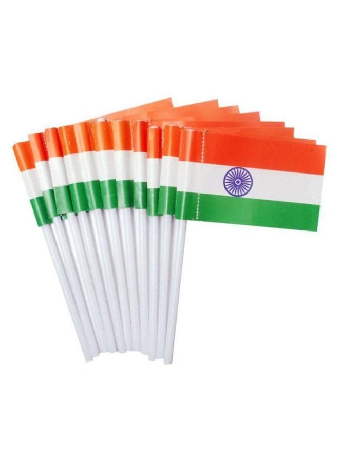 India Flag 14x21 cm on Bamboo Stick Set of 6