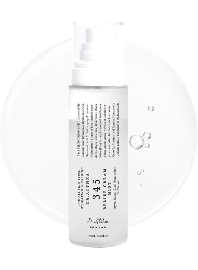 Dr.Althea 345 Relief Cream Mist | Hydrating Facial Mist with Rice Extract | Soothing Care for Sensitive Skin | Vegan Korean Skincare (100ml)