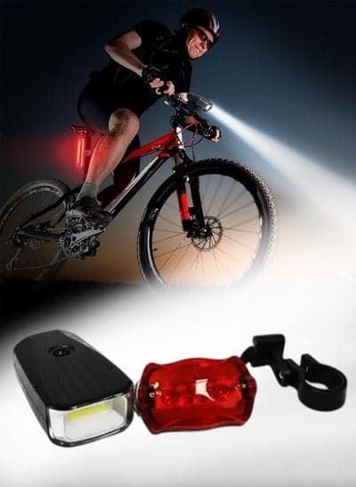 LED Bike Light Set 500LM – Front & Rear Bicycle Safety Lights, 80m Range, 10H Runtime, Water-Resistant, Easy Clamp Mount, Battery Powered