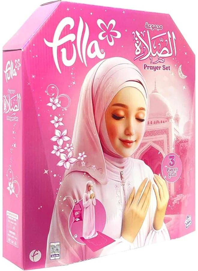 Prayer Set for Girls- 3pc Set with Dress, Bag & Prayer Mat, Pink Travel-Friendly Design for Daily Use, Easy to Clean, Portable Islamic Gift for Kids, Stylish Prayer Essentials Kit- Medium