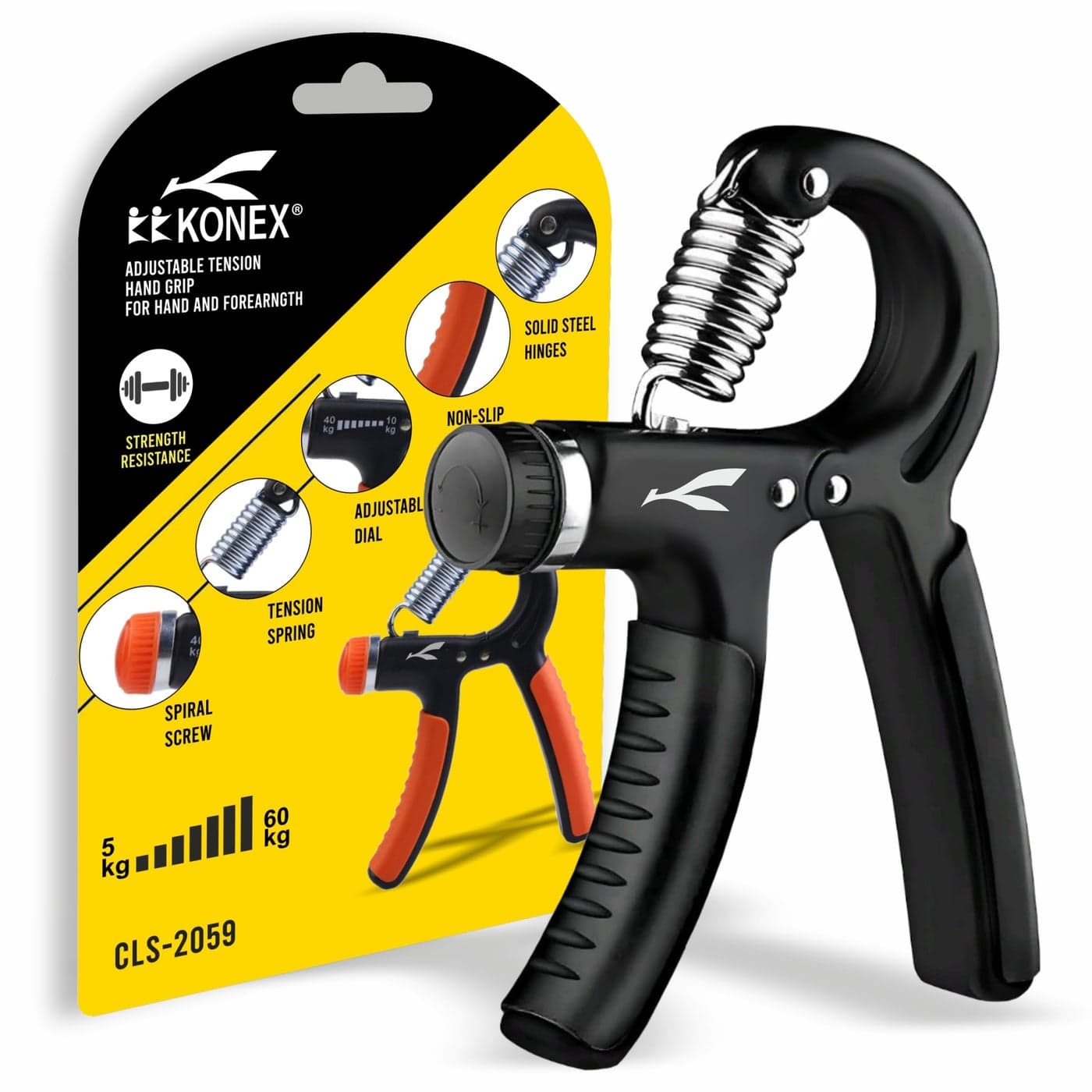 Adjustable Hand Gripper Strengthener for Men & Women | Hand Exercise Equipment for Home and Gym Workouts (Without Counter, Black)