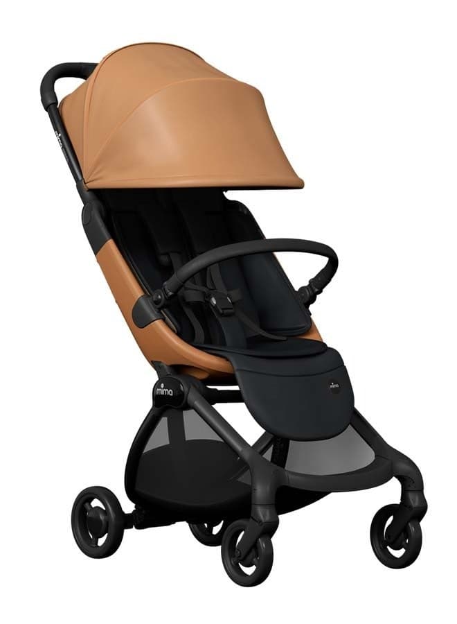 Mima Miro Stroller Mocha, Lightweight Cabin Approved Baby Stroller, Foldable with Bumper Bar, One-Hand Fold, UPF 50+ Canopy & Reversible Seat Pad