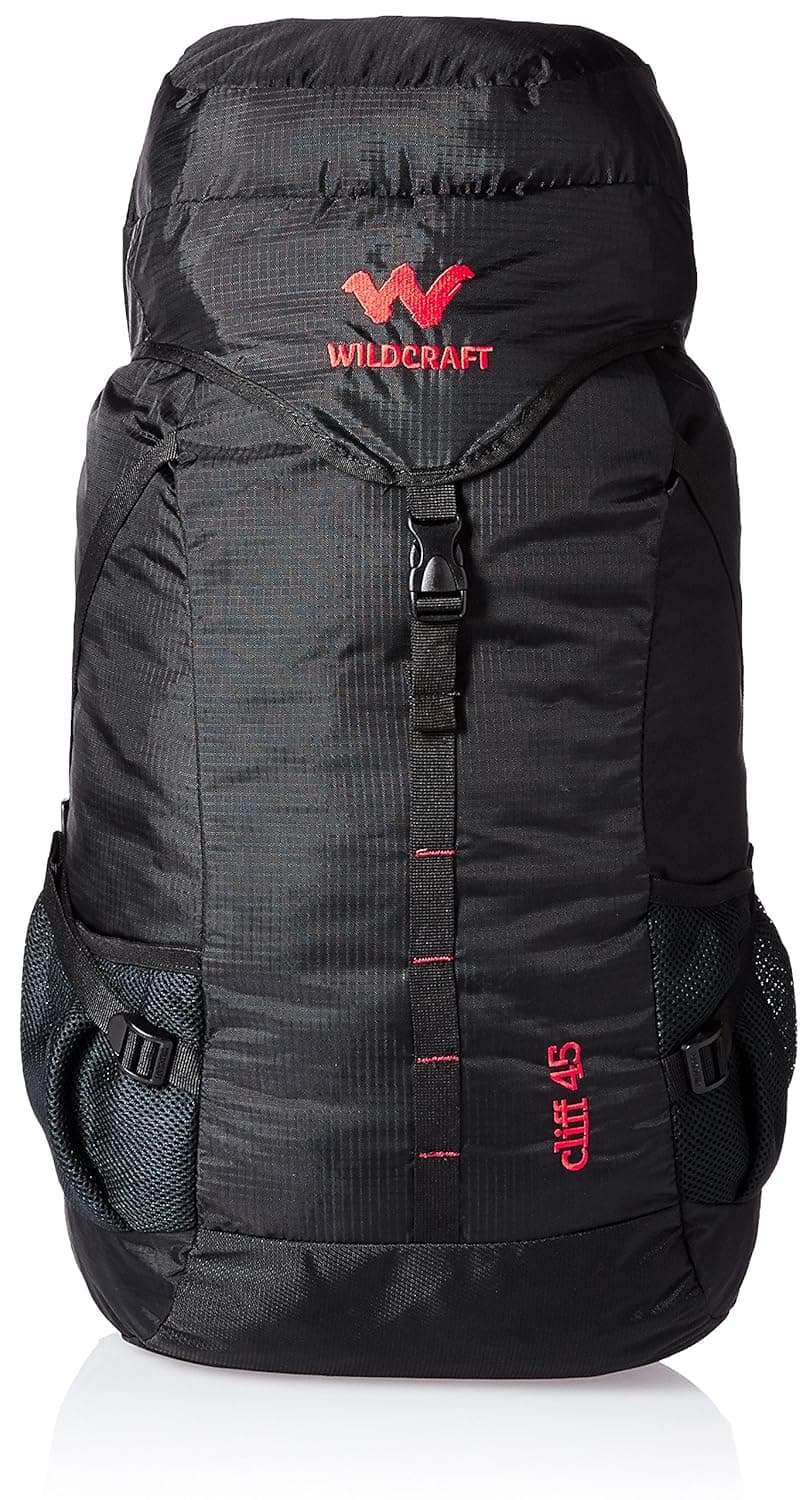 45L Nylon Rucksack – Water-Resistant Travel & Hiking Backpack with Adjustable Straps, Black