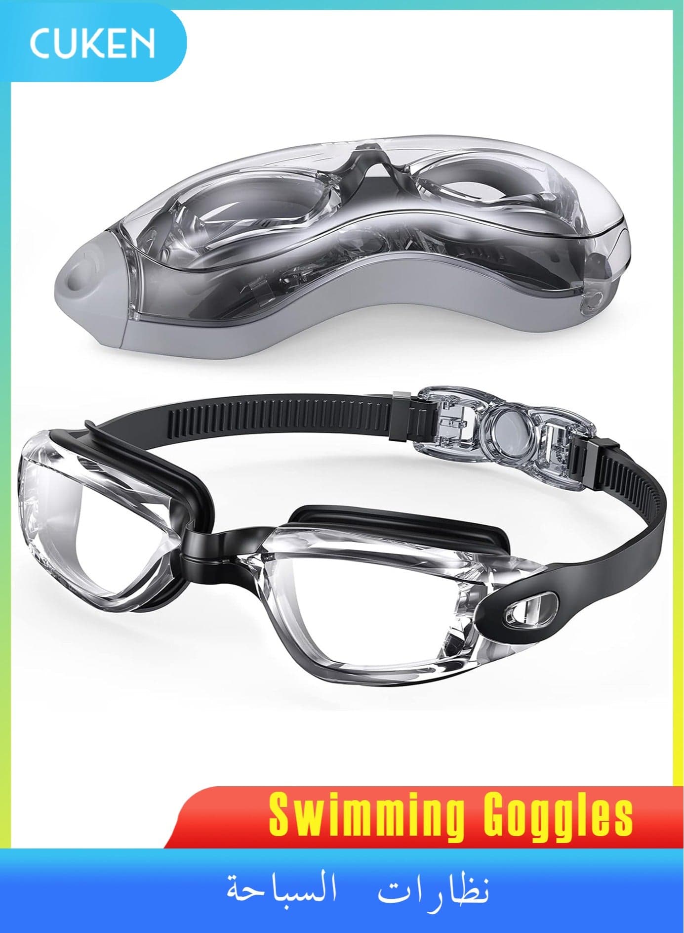 Professional Swimming Goggles with Ultra Wide Transparent Lenses for Crystal Clear Vision and Adjustable Straps for Comfortable Fit - Swim Goggles Featuring Waterproof, Anti-Fog, and UV Protection