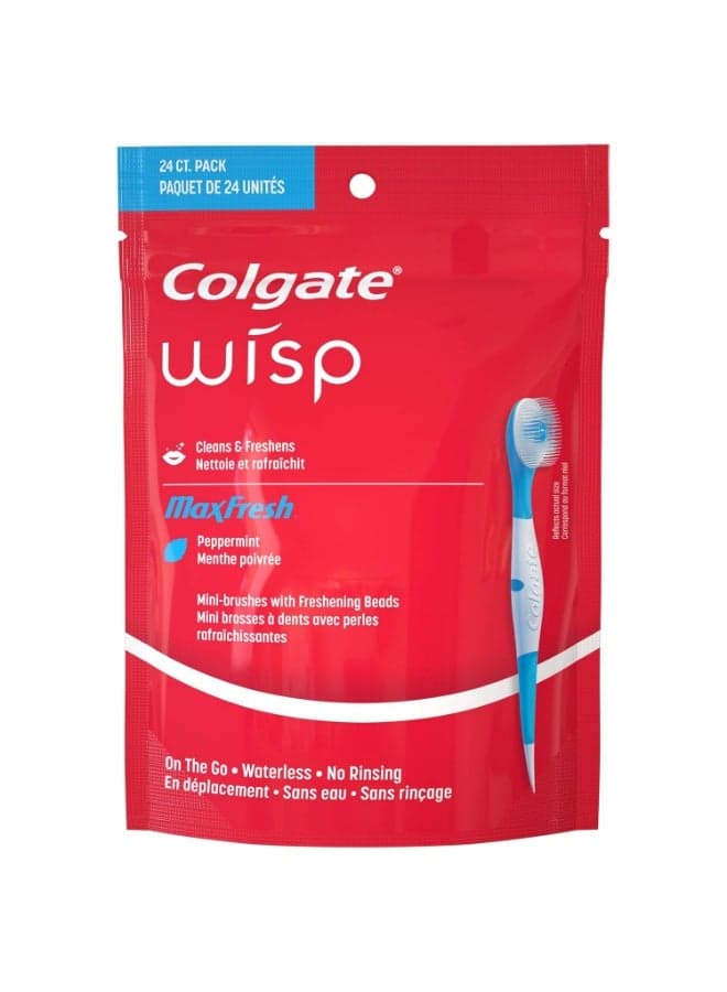Colgate Wisp Sugar Free, Gluten Free Disposable Mini Toothbrush, Cool Mint - 24 Count