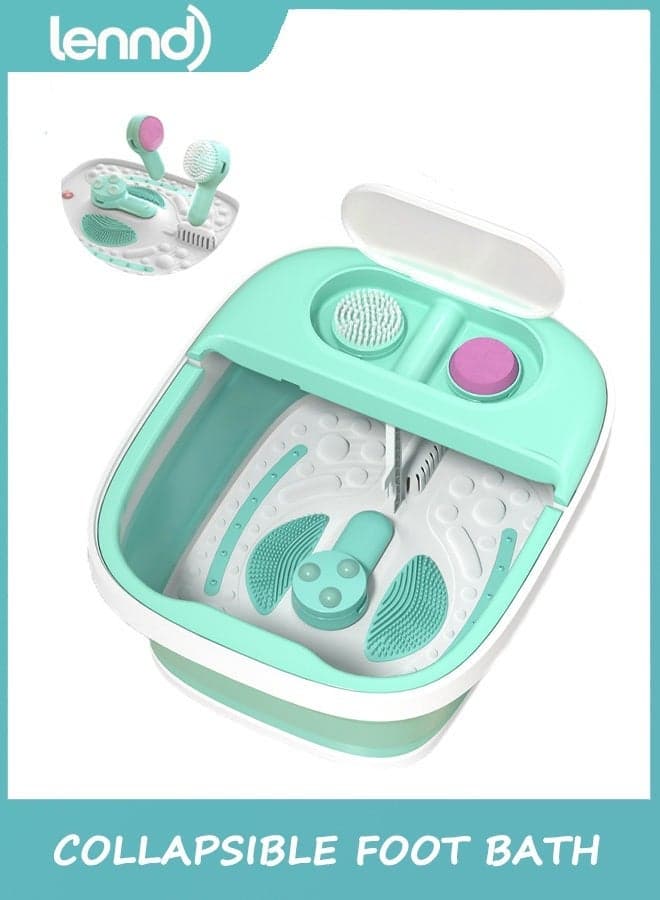 Collapsible Foot Bath, Foot Spa Bath Massager with Heat, Bubble, Temperature Control, 3 Pedicure Attachments, Feet Soaking Tub for Stress Relief