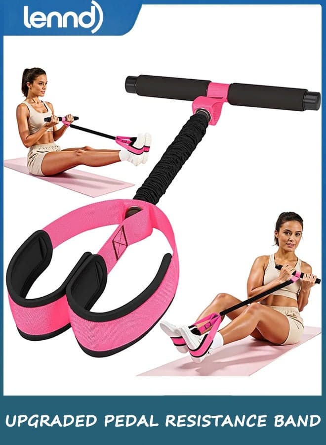 Upgraded Durable Pedal Resistance Band with Handle, Thickened Latex Tubes and Soft Foam Fabric Foot Pedal, Sit Up Exercise Equipment for Abdomen, Waist, Arm, Core/ABS, Leg, Physical Therapy