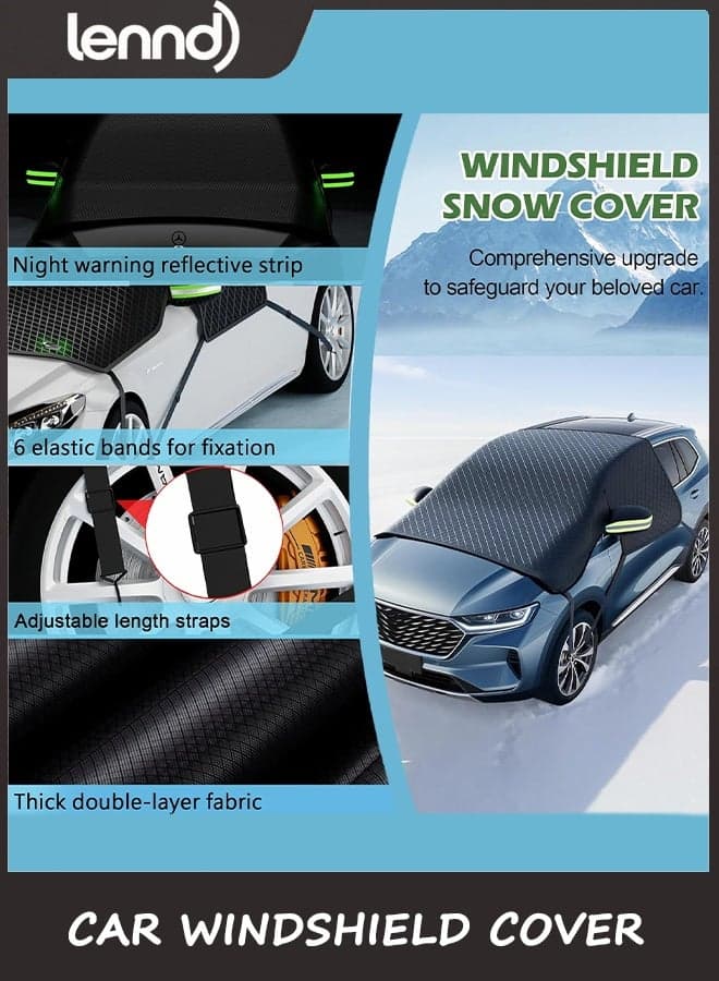 Car Windshield Cover for Ice and Snow - Universal Windshield Snow Cover with Side Window and Rearview Mirror Protector, Durable Magnetic Winter Frost Hail Guard, Suitable for Most Cars,SUV,Truck