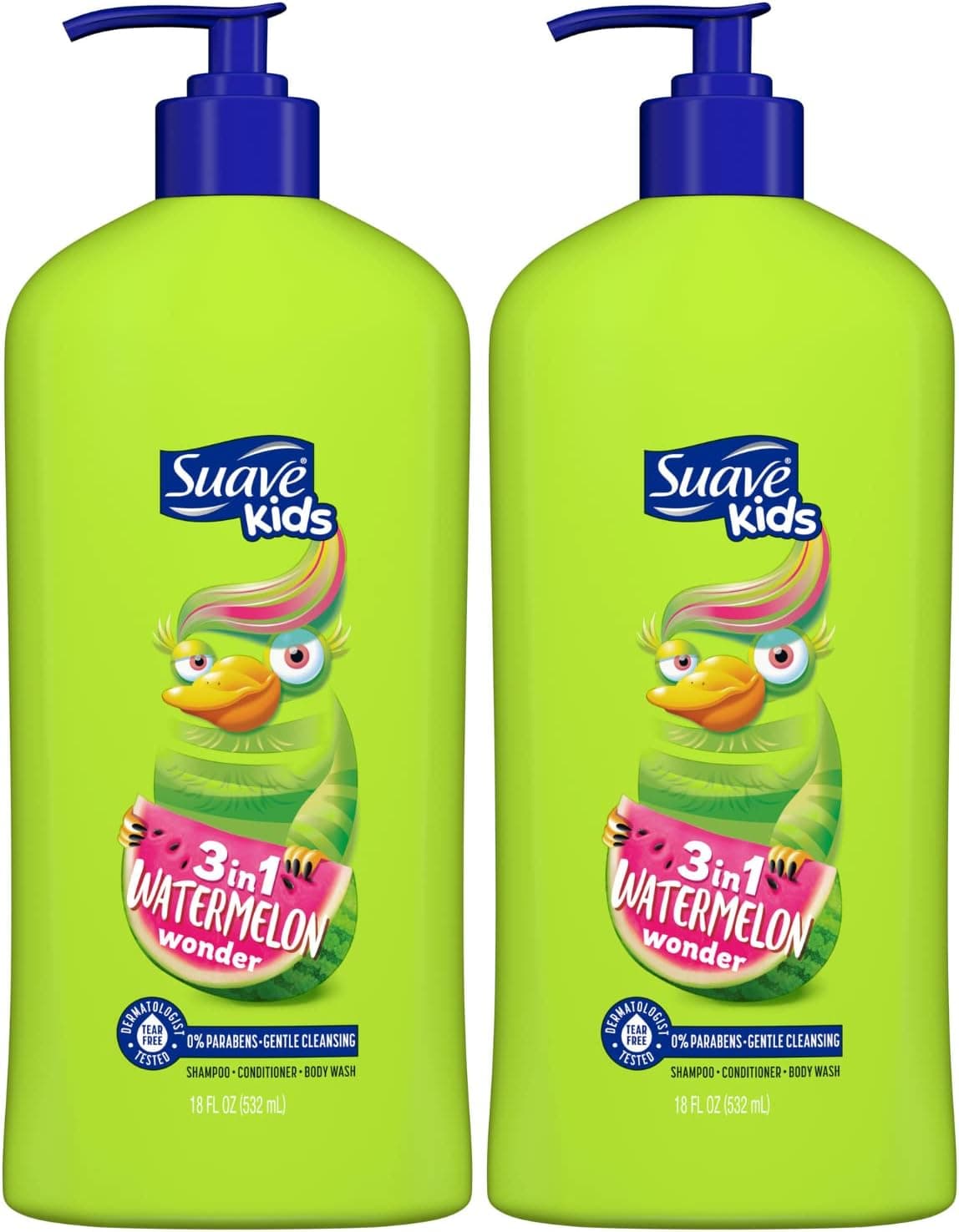 Suave Kids 3-in-1 Watermelon Wonder Shampoo, Conditioner & Body Wash (Pack of 2)