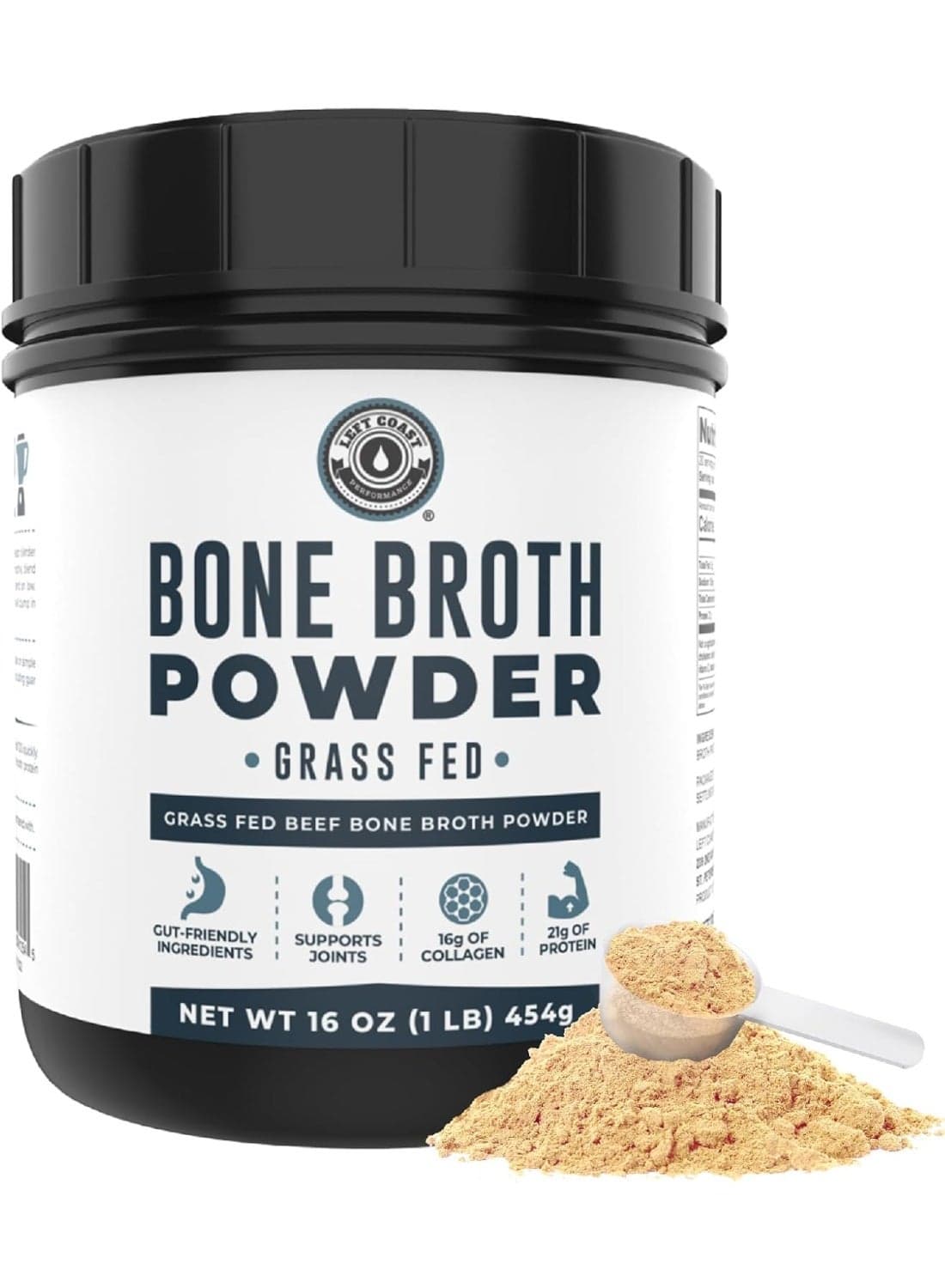 Left Coast Performance Bone Broth Powder Beef 16 oz (454 g)