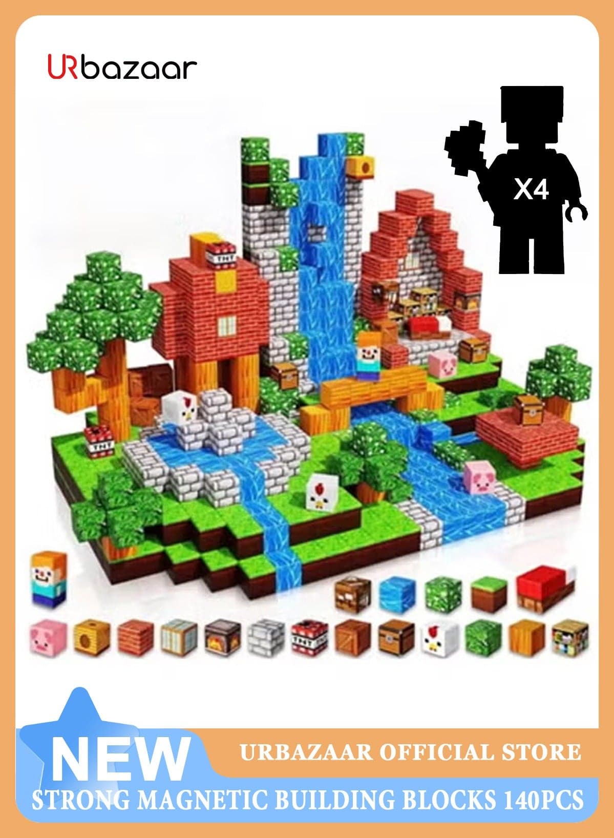 148PCS High-Strength Magnetic Blocks-Build Mine Magnet World Set for Boys & Girls Age 3-5 6-8, STEM Sensory Toys for Toddlers Gifts for 3+ Years Old Girls Boys,2cm Magnet Cubes Classroom Must Haves Construction Toys
