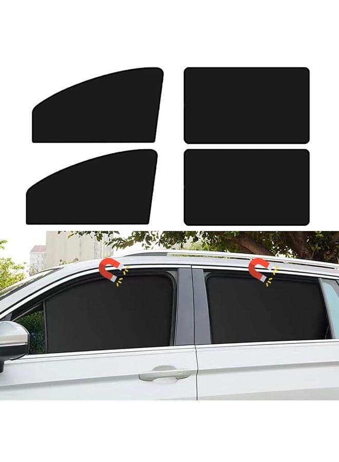 Car side window sunshade, window sunshade privacy curtain, 100% blocking light for napping and camping (4 pieces in front and back)