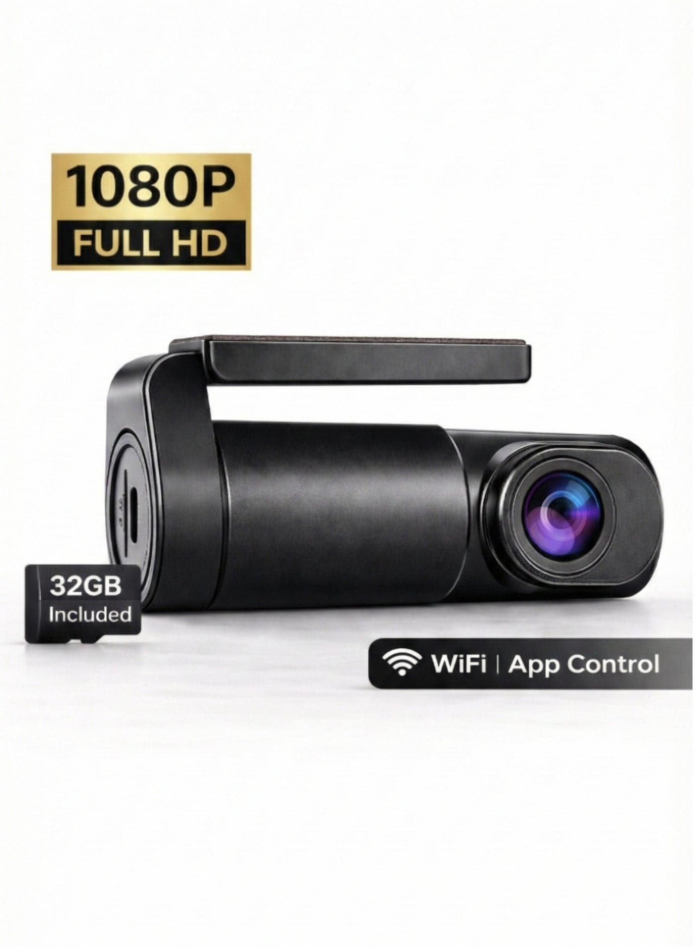 Dash Cam Front- 1080P FHD Front Dash Camera for Cars with APP Free 32GB Card|Night Vision|Loop Recording|High-temperature resistant|G-Sensor|WDR|24H Parking Monitor|Type C