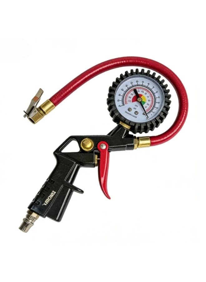 Digital tire pressure strap inflator, air chuck with pressure gauge, heavy duty with quick connection coupler