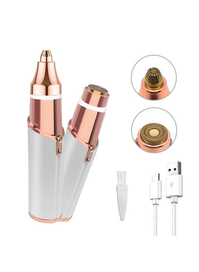 Eyebrow & Facial Hair Removal for Women: 2 in 1 Rechargeable Eyebrow Trimmer & Face Shaver, Painless Electric Facial Eye brow Razors Epilator with Built-in LED Light -Perfect for Face, Lips & Body