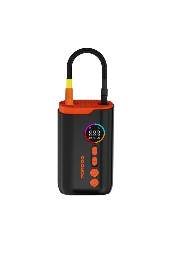 Lifestyle Electric Air Inflator with 4 Inflation Mode and Heat Dissipation / High-Pressure Power / Ultra-Compact Pump / Portable Inflator - Black