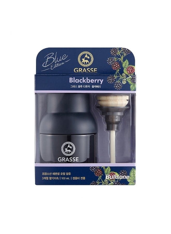Bullsone Blackberry Scent Grasse Luxury Car Air Freshener 100ml – Natural Essential Oil Diffuser, Premium French Grasse Car Perfume, Long-Lasting Up to 12 Weeks, Blue Edition