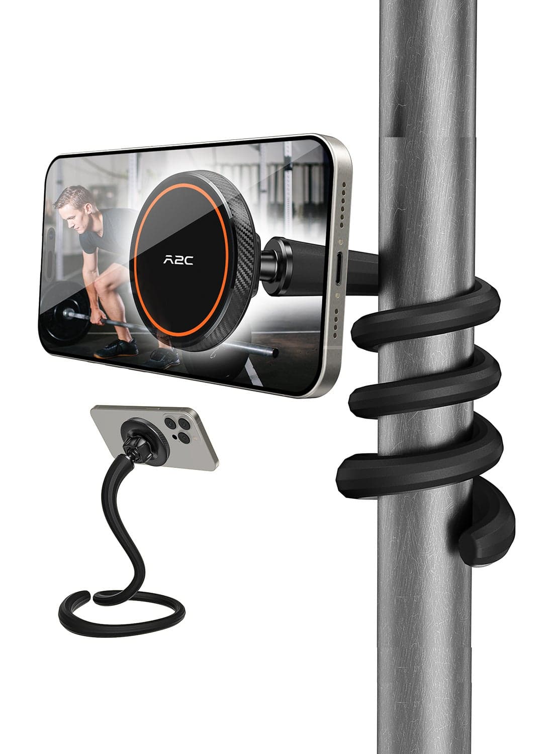Gooseneck Phone Holder Mount for iPhone 17/16/15/14/13/12 - Magnetic Stand Tabletop Clamp 360°Rotation Adjustable for Office/Home Compatible with iPhone 17 16 15 14 13 12 Mini Plus Pro Max