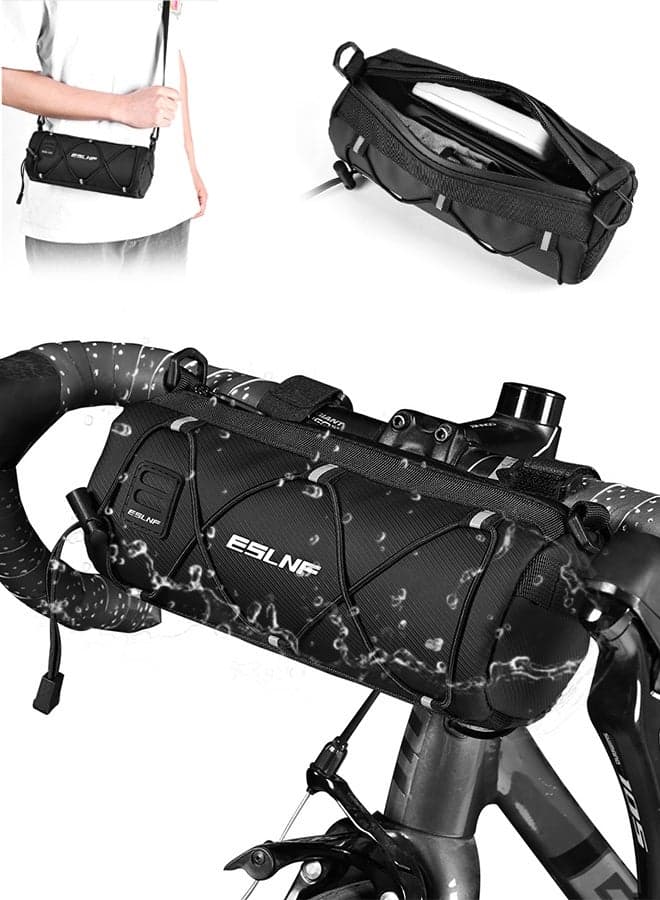 Bike Handlebar Bag – Frame Storage Roll Bag for Commuting & Touring