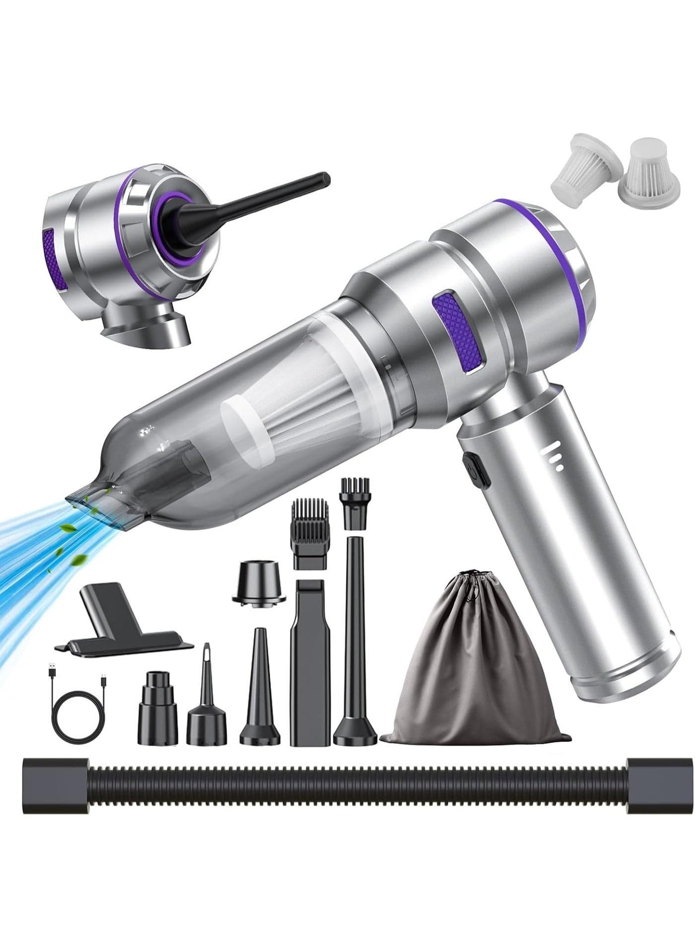 vCar Vacuum Cleaner High Power - 22000PA Portable Car Vacuums 4 in 1 Compressed Air Duster & Blower Hand Held Vacuum Cordless with Brushless Motor for Cars Home Office Camping Ideal Gifts for Men women
