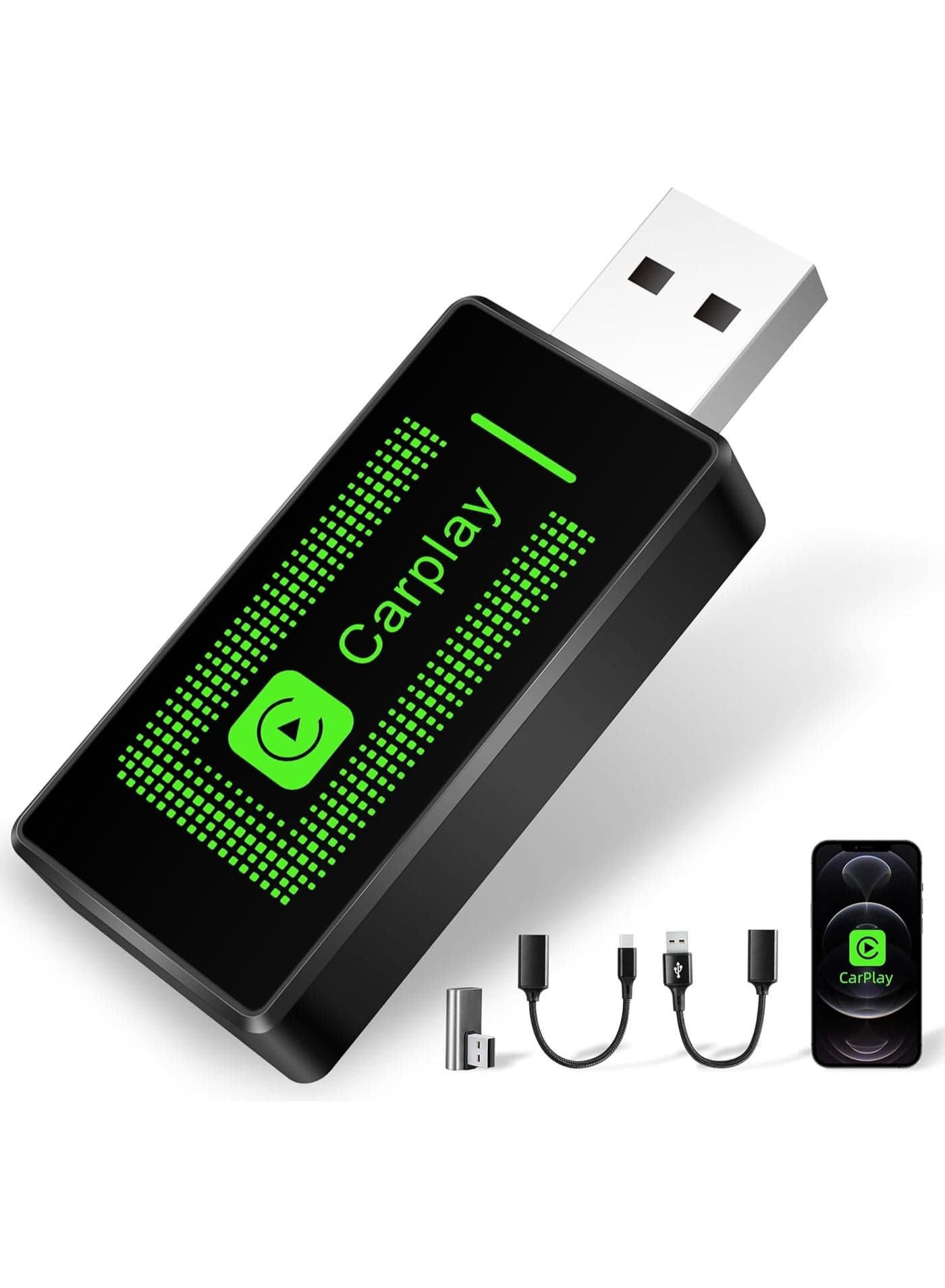 Wireless Carplay Adapter for iPhone, 2024 Upgrade, USB CarPlay Wireless Stick, Easy Plug & Play, Compatible with Cars from 2016 and iPhone iOS 10+