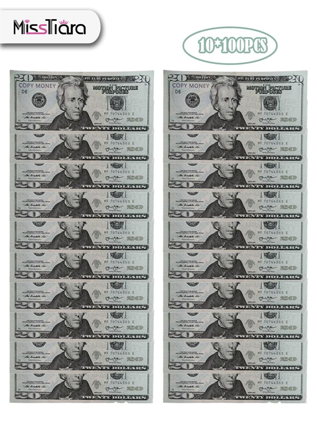 1000 Pieces Play Money for Kids Prop Money 20 Dollar Bills Copy Money Magician Porp,Movie Props