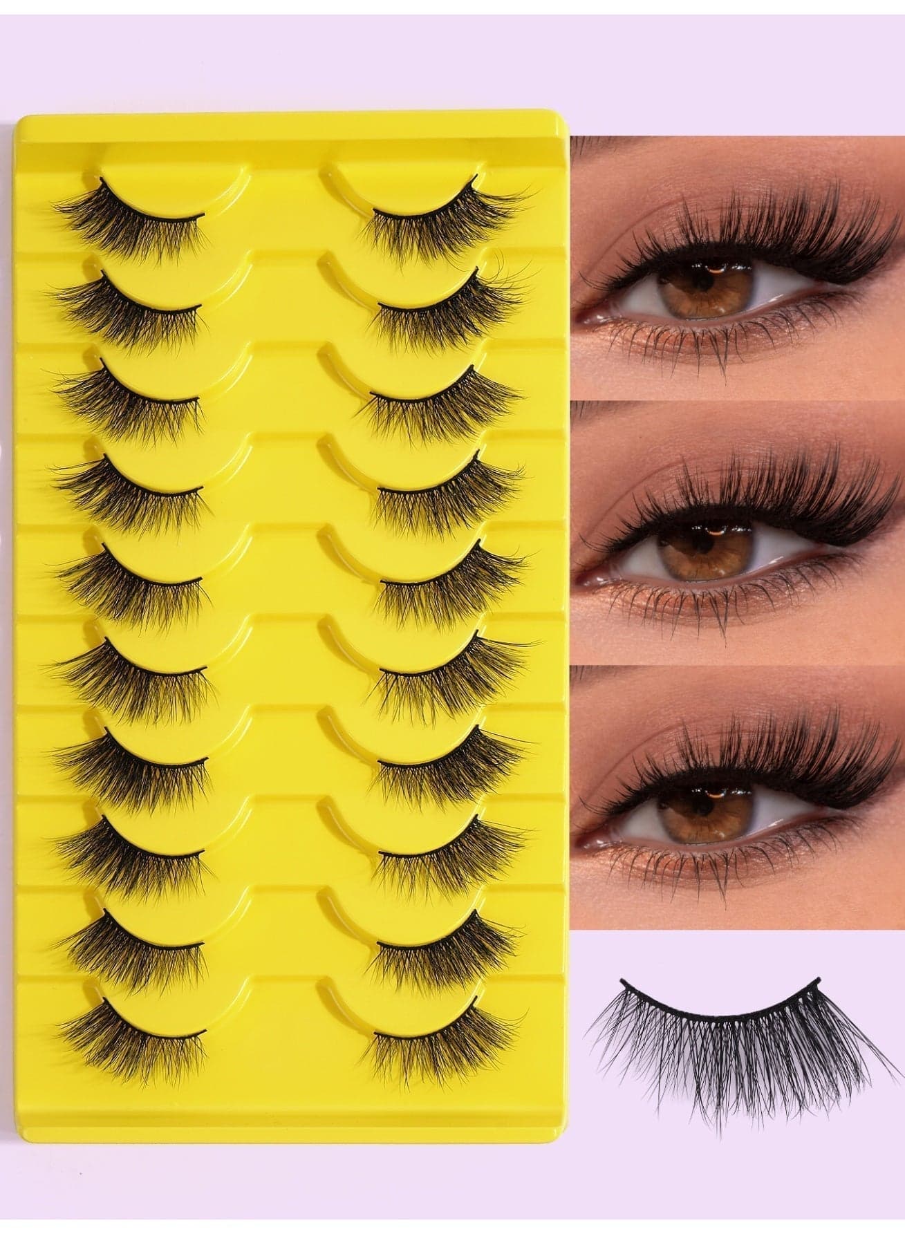 Half Lashes with Clear Band Corner Lashes 16MM Natural Look 3D False Eyelashes Wispy Soft Cat Eye Fluffy Curl Accent Lashes Sets(10 Pairs)
