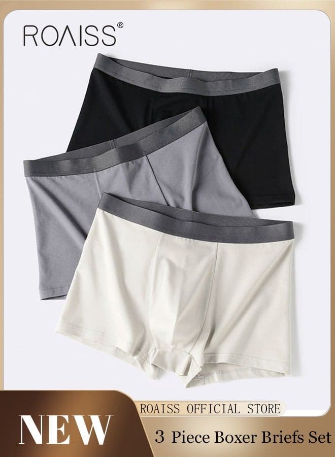 Men 3 Pack Underwear Set, Soft Stretchy Trunk Briefs, Solid Lounge Shorts with Elastic Waistbands, Breathable Boxer Briefs for Men, Ideal for Everyday Wear