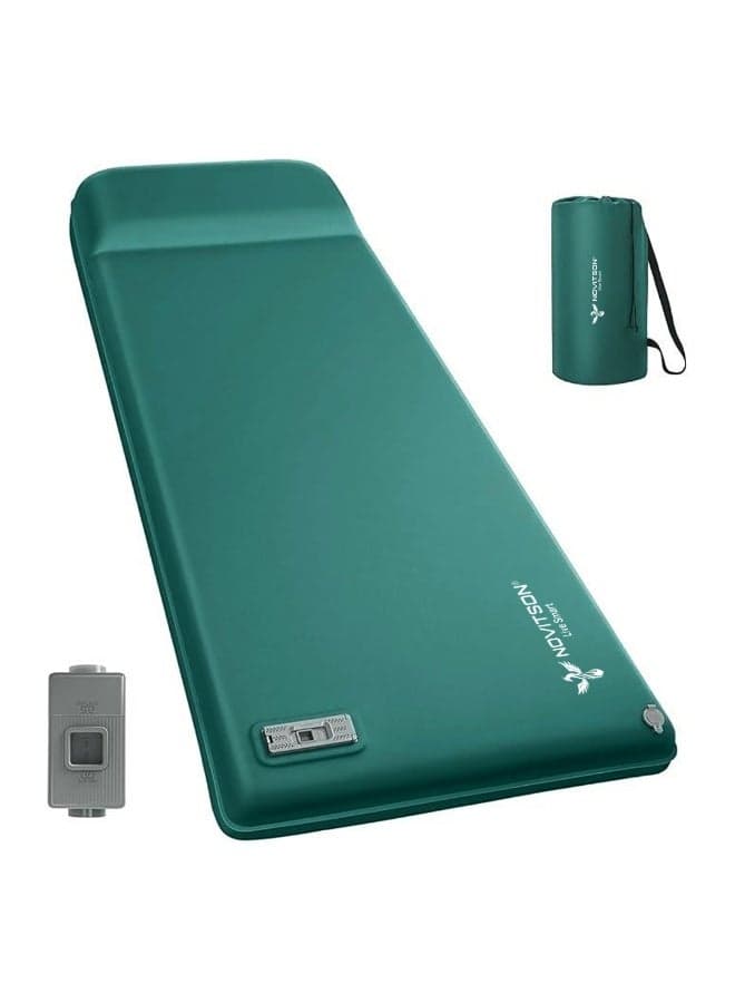 Novitson Electric Self Inflating Camping Mattress with Built-in Pump | Automatic Inflatable & Deflatable Air Bed for Outdoor Travel & Home | Portable Inflatable Mattress NAM-7600G - Green