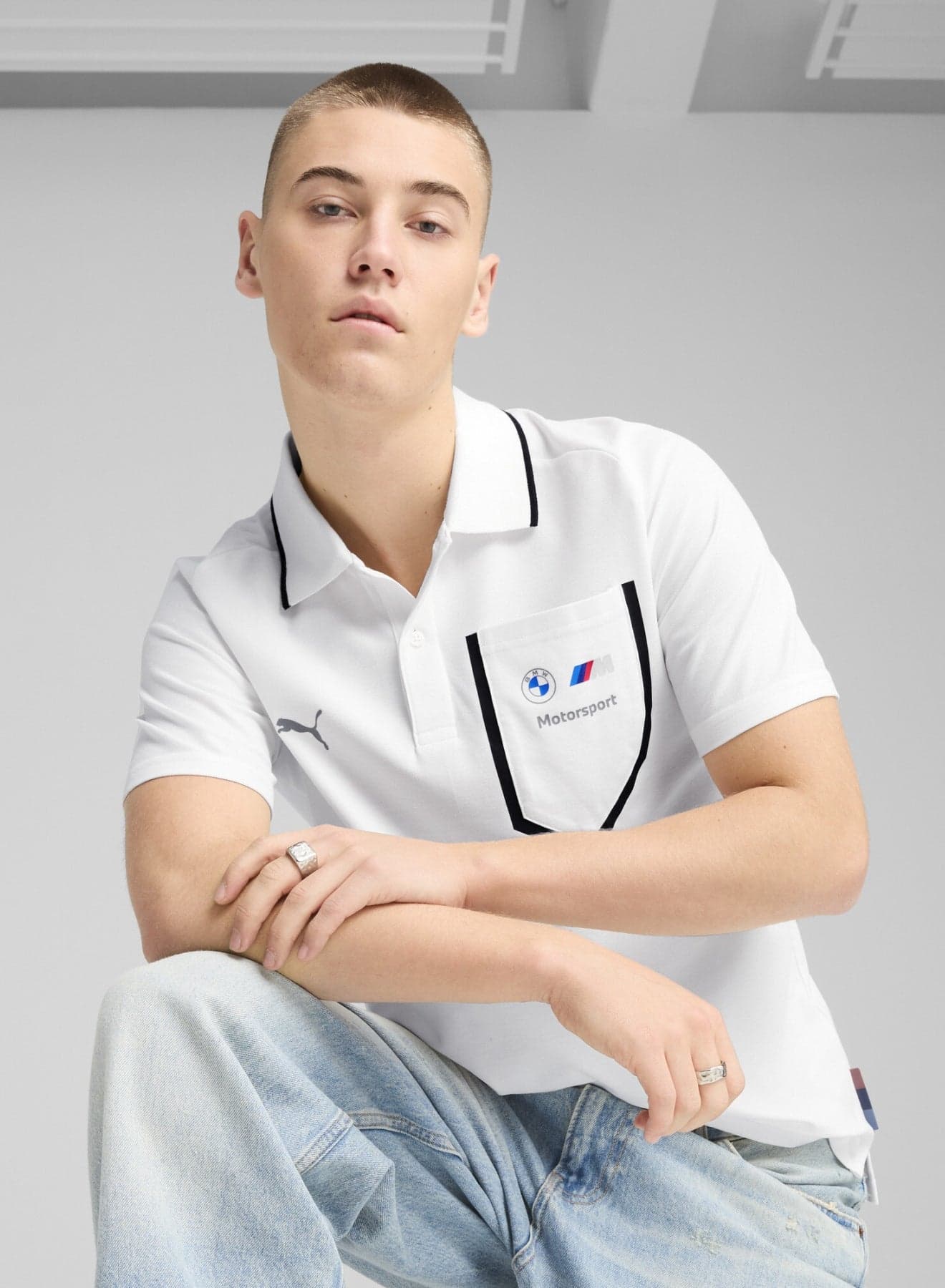 BMW M Motorsport Mens White Polo Shirt