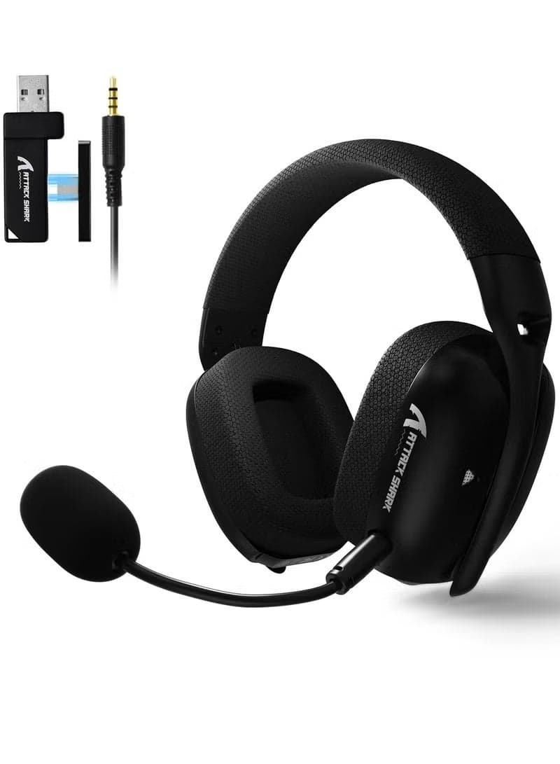 L80PRO Wireless Gaming Headset Lightseed Tech- Built-in&Detachable Dual Microphone-Lightweight Headphone with Tri-Mode(2.4GHz USB C&A Dongle/BT/Wired)-for PC Mac PS4 PS5 Switch Win-Black