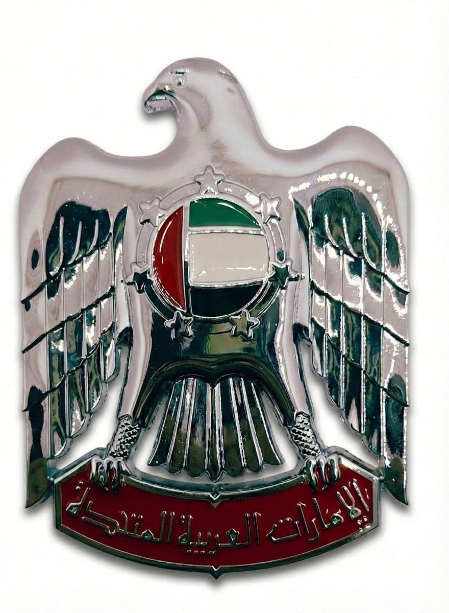 UAE Eagle Logo Car Emblem, Silver Colour