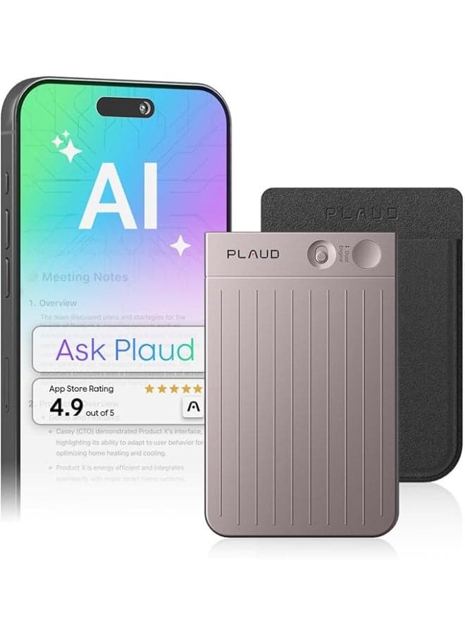 PLAUD NOTE AI Voice Recorder, App Control, Transcribe & Summarize Empowered by ChatGPT, Support 57 Languages, 64GB, Audio Recorder for Calls, Meetings, Interviews, Starlight