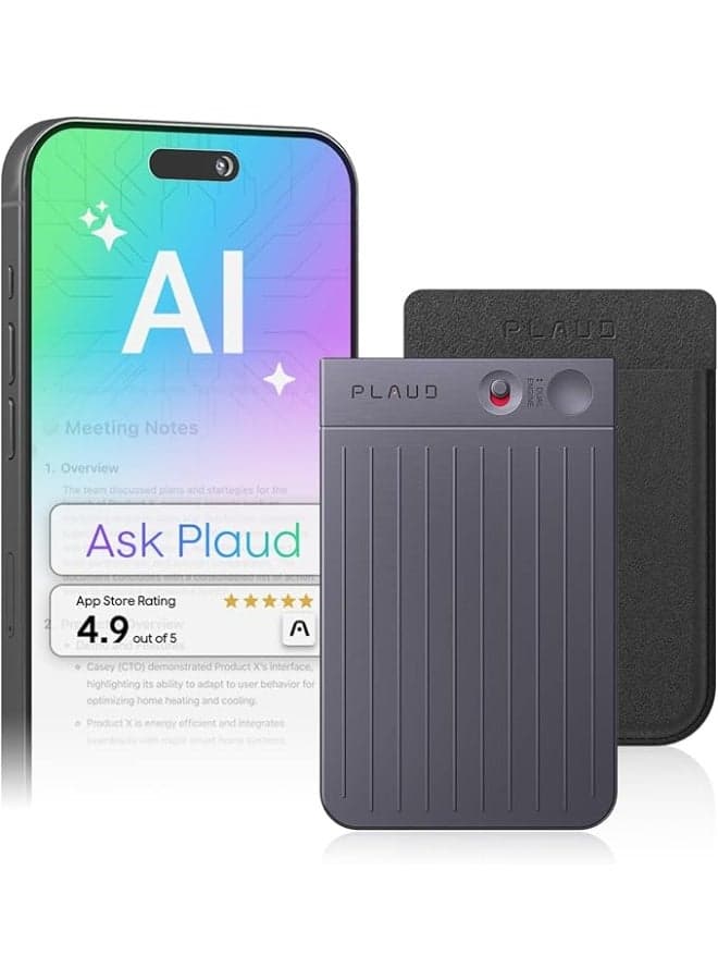 Plaud Note AI Voice Recorder Device/Dictaphone w/Case App Control AI Transcribe & Summarize Support 112 Languages 64GB Digital Audio Recorder for Lectures Meetings Calls Black