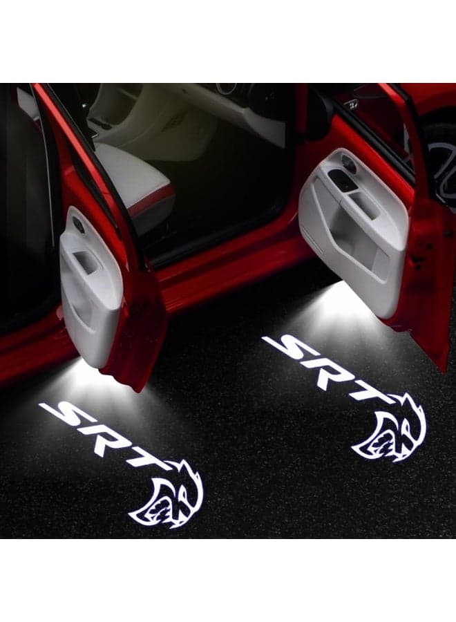 Door Logo Projector Lights for Dodge Challenger 2008–2025 & Challenger SRT 2013–2025, LED Ghost Shadow Puddle Lights, HD Non-Fading, Plug & Play Door Courtesy Lamps Accessories