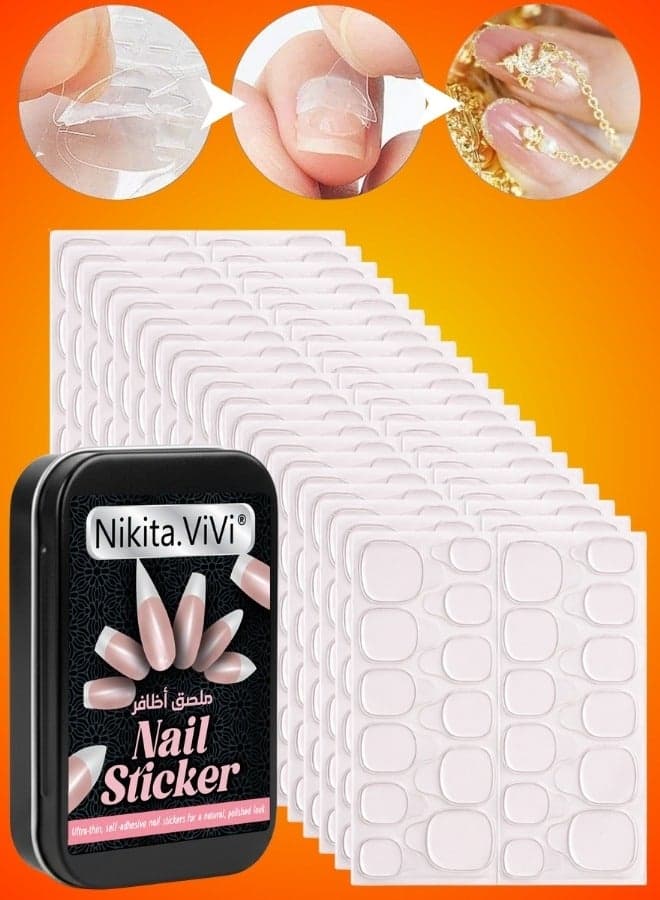 20 Sheets 480 Pcs Nail Stickers Clear Nail Adhesive Glue Tape Set Waterproof Breathable Glue Tabs Double Sided False Nail Sticker Jelly Sticker Super Sticky Fake Nail Glue Stickers Transparent Flexible for Manicure Nail Art Tools Medium