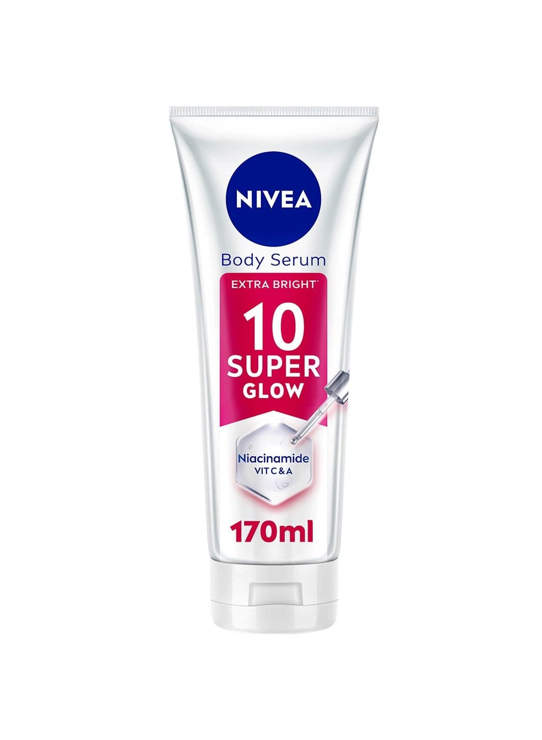 NIVEA SUPER 10 Glow Body Serum, Glowing Skin in 7 Days, With Niacinamide and Vitamins C & A, 170ml