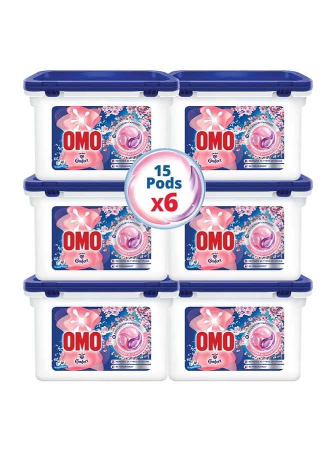 Omo Comfort 3in1 Laundry Capsules, Cherry Blossom Freshness, 90 Capsules 6 x 225gm