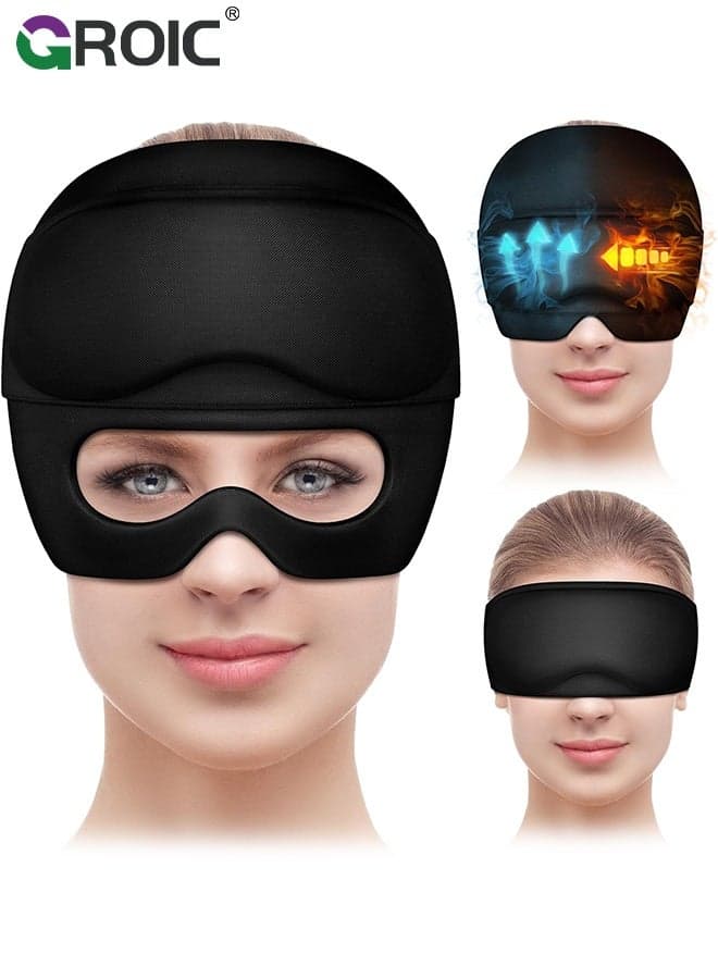 Migraine Relief Cap with Gel Eye Mask, Headache Relief Cap Ice Head Wrap Hot and Cold Therapy Hat, Gel Ice Cap for Headache Puffy Eyes Sinus and Tension Stress Relief, Face Cold Compress Cooling Gel