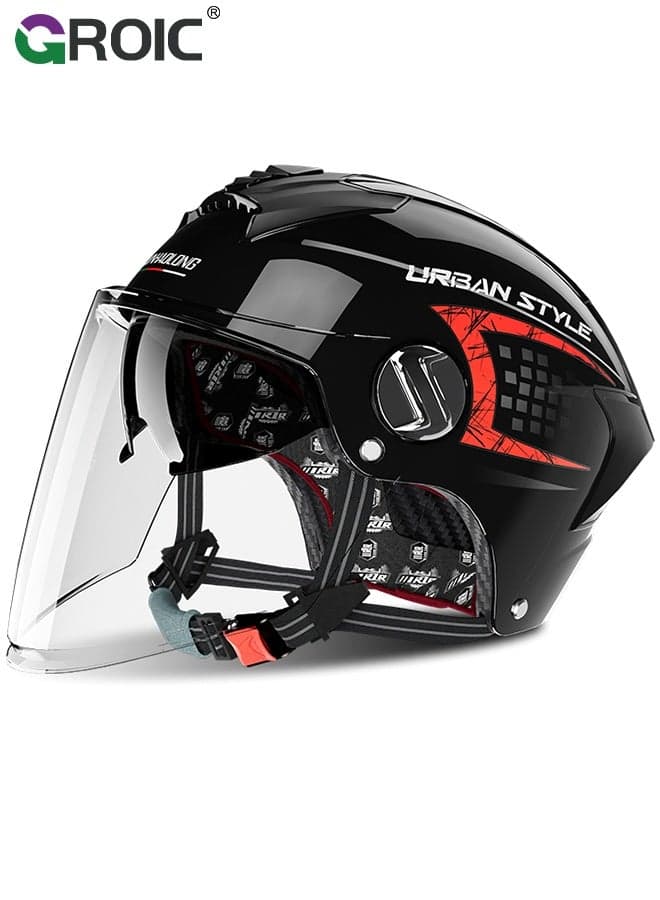 Motorcycle Helmet,Matte Black Dual Visor Urban Style, Helmet for Street and Track Riders, Ventilation and Safety Design, Lightweight Helmet for Men and Women, Motorbike and Electric Bike Riding