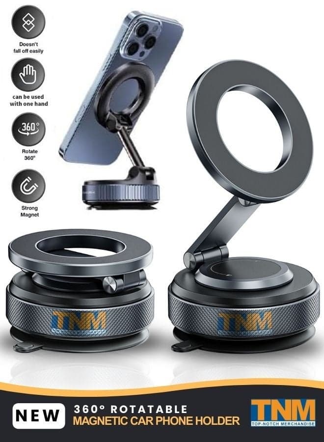 X69 Upgraded Car Phone Holder for Magsafe - Magnetic Phone Stand for Car - Car mobile holder magnetic | 360° Rotatable Magnetic Car Mount | Strong Suction Car Mount | Magnetic Bracket/Phone Stand | Foldable mobile stand | Compatible With All Smartphones | Adjustable Car Phone Mount-Universal Mini Stand with Magnetic Ring- Vacuum Magnetic Suction Cup Phone Mount